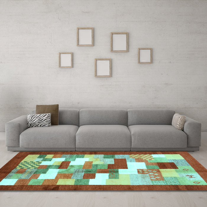 Machine Washable Abstract Light Blue Contemporary Rug in a Living Room, wshcon2031lblu
