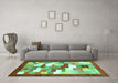 Machine Washable Abstract Turquoise Contemporary Area Rugs in a Living Room,, wshcon2031turq