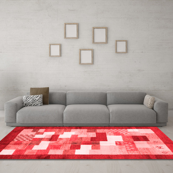 Contemporary Red Washable Rugs