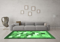 Machine Washable Abstract Emerald Green Contemporary Rug, wshcon2031emgrn