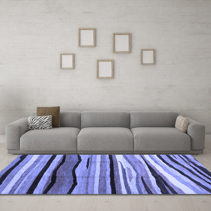 Machine Washable Abstract Blue Contemporary Rug in a Living Room, wshcon2032blu