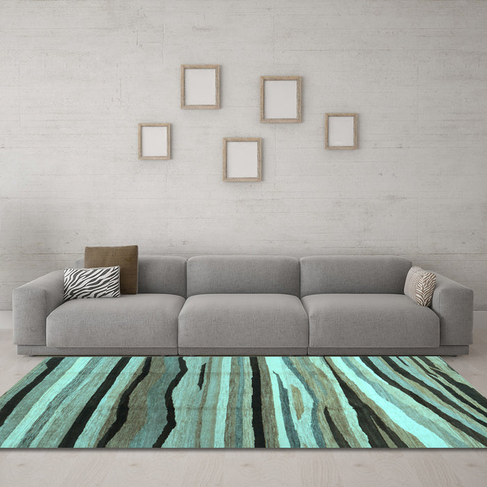 Machine Washable Abstract Light Blue Contemporary Rug in a Living Room, wshcon2032lblu