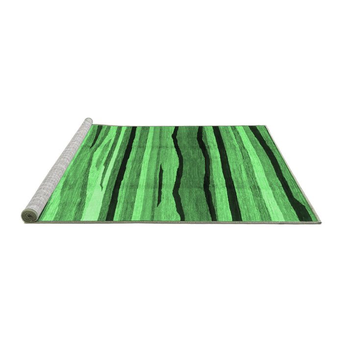 Sideview of Machine Washable Abstract Emerald Green Contemporary Area Rugs, wshcon2032emgrn