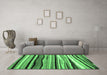 Machine Washable Abstract Emerald Green Contemporary Area Rugs in a Living Room,, wshcon2032emgrn