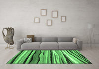 Machine Washable Abstract Emerald Green Contemporary Rug, wshcon2032emgrn