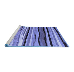 Sideview of Machine Washable Abstract Blue Contemporary Rug, wshcon2032blu