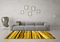 Machine Washable Abstract Yellow Contemporary Rug, wshcon2032yw