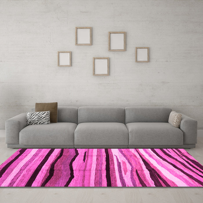 Machine Washable Abstract Pink Contemporary Rug in a Living Room, wshcon2032pnk
