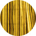 Round Abstract Yellow Contemporary Rug, con2032yw