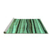 Sideview of Machine Washable Abstract Turquoise Contemporary Area Rugs, wshcon2032turq