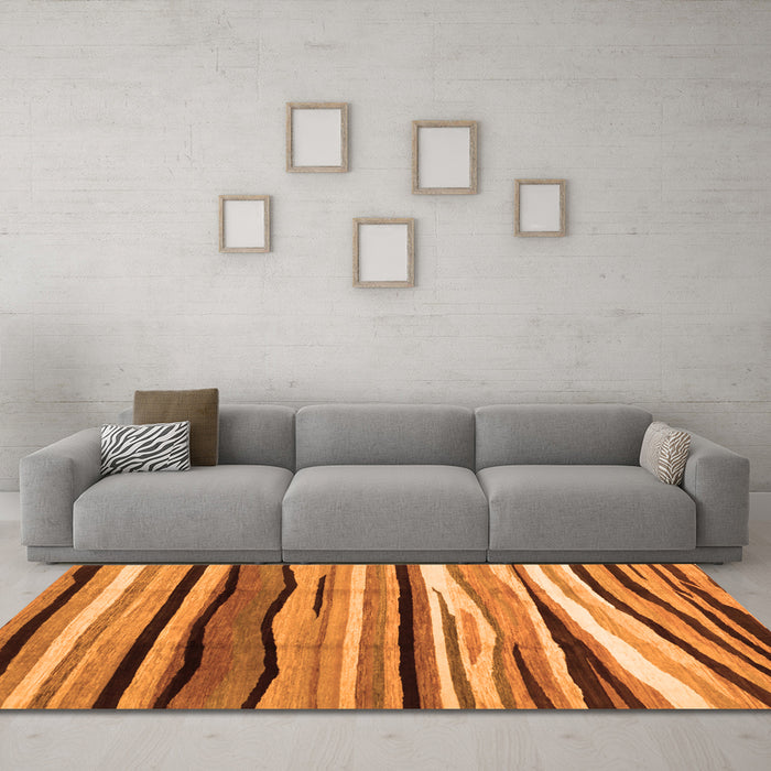 Machine Washable Abstract Orange Contemporary Area Rugs in a Living Room, wshcon2032org