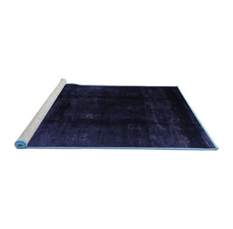 Sideview of Machine Washable Abstract Blue Contemporary Rug, wshcon2033blu