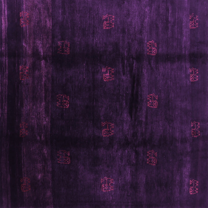 Square Machine Washable Abstract Purple Contemporary Area Rugs, wshcon2033pur