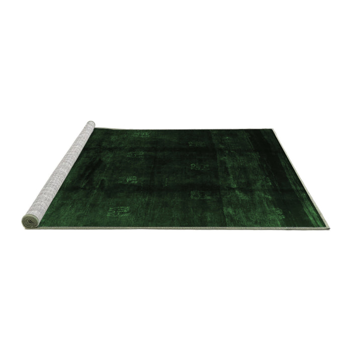 Sideview of Machine Washable Abstract Emerald Green Contemporary Area Rugs, wshcon2033emgrn