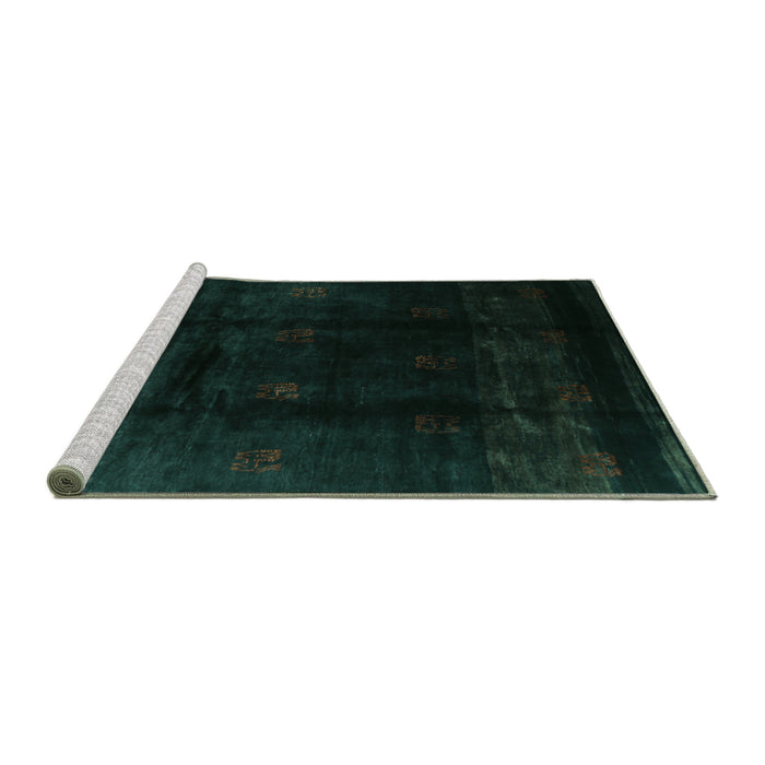 Sideview of Machine Washable Abstract Turquoise Contemporary Area Rugs, wshcon2033turq