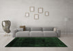 Machine Washable Abstract Emerald Green Contemporary Area Rugs in a Living Room,, wshcon2033emgrn