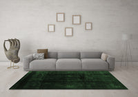 Machine Washable Abstract Emerald Green Contemporary Rug, wshcon2033emgrn