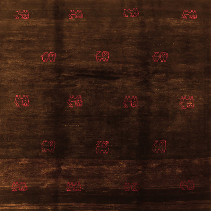 Serging Thickness of Abstract Orange Contemporary Rug, con2033org