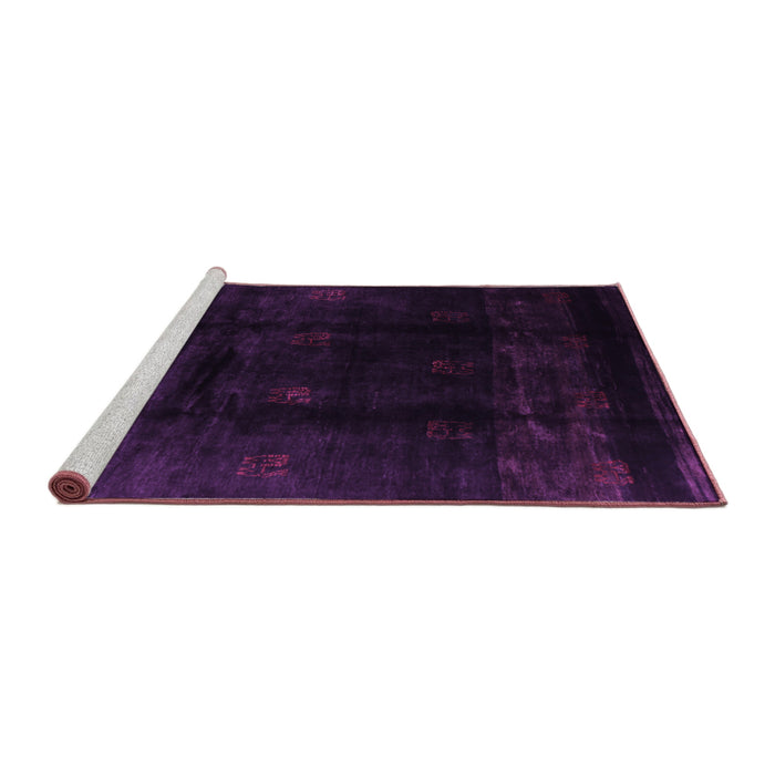 Sideview of Machine Washable Abstract Purple Contemporary Area Rugs, wshcon2033pur