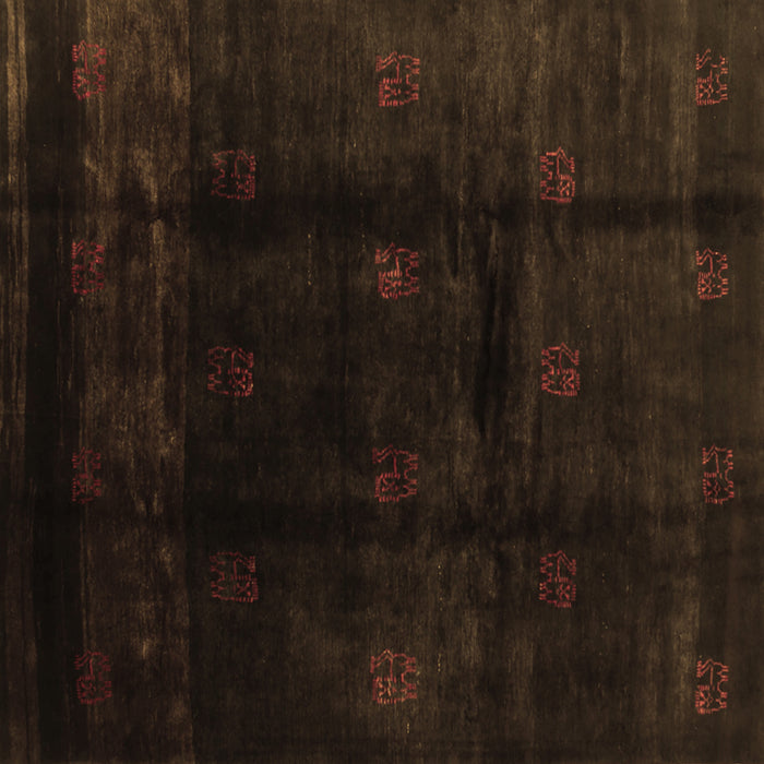 Square Abstract Brown Contemporary Rug, con2033brn