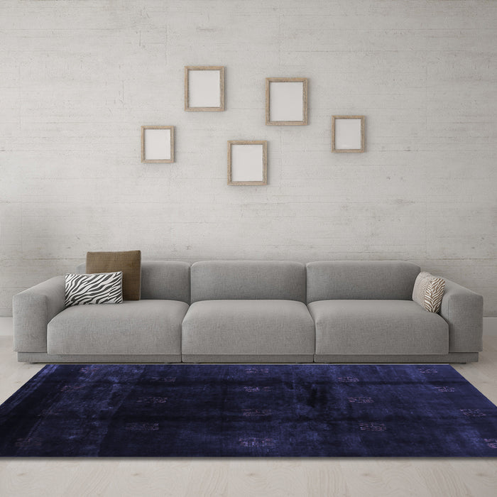 Machine Washable Abstract Blue Contemporary Rug in a Living Room, wshcon2033blu