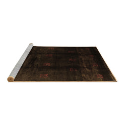 Sideview of Machine Washable Abstract Brown Contemporary Rug, wshcon2033brn