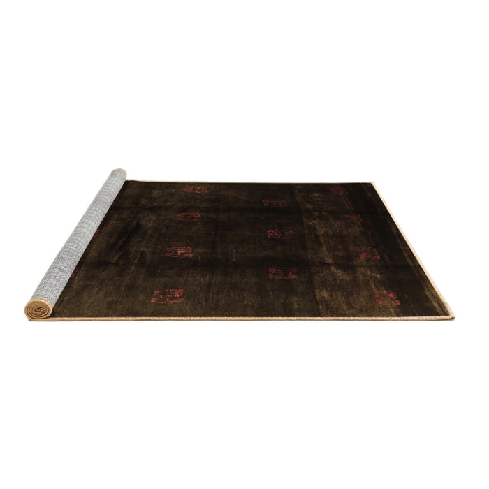 Sideview of Machine Washable Abstract Brown Contemporary Rug, wshcon2033brn