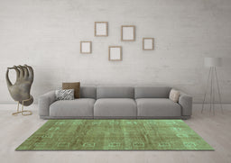 Machine Washable Abstract Turquoise Contemporary Area Rugs in a Living Room,, wshcon2034turq