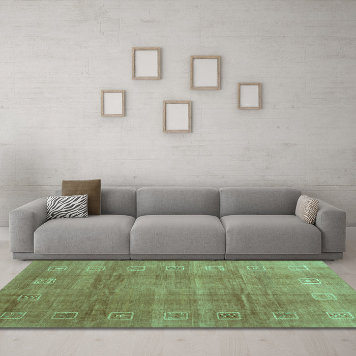 Machine Washable Abstract Turquoise Contemporary Area Rugs in a Living Room,, wshcon2034turq