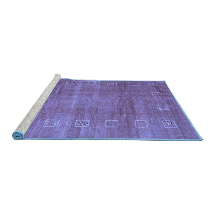 Sideview of Machine Washable Abstract Blue Contemporary Rug, wshcon2034blu