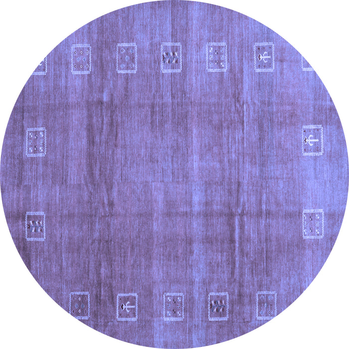Round Machine Washable Abstract Blue Contemporary Rug, wshcon2034blu