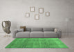 Machine Washable Abstract Emerald Green Contemporary Area Rugs in a Living Room,, wshcon2034emgrn