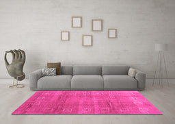 Machine Washable Abstract Pink Contemporary Rug in a Living Room, wshcon2034pnk