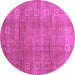 Round Machine Washable Abstract Purple Contemporary Area Rugs, wshcon2034pur