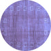 Round Abstract Blue Contemporary Rug, con2034blu