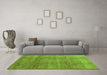 Machine Washable Abstract Green Contemporary Area Rugs in a Living Room,, wshcon2034grn