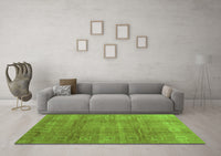 Machine Washable Abstract Green Contemporary Rug, wshcon2034grn