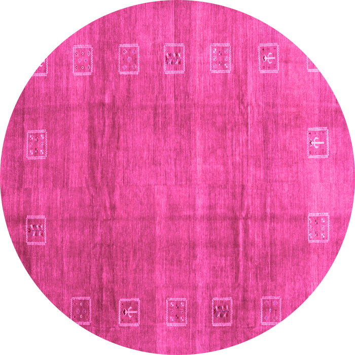 Round Machine Washable Abstract Pink Contemporary Rug, wshcon2034pnk