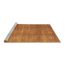 Sideview of Machine Washable Abstract Brown Contemporary Rug, wshcon2034brn