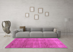 Machine Washable Abstract Purple Contemporary Area Rugs in a Living Room, wshcon2034pur
