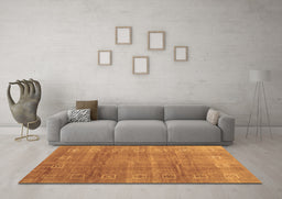 Machine Washable Abstract Brown Contemporary Rug in a Living Room,, wshcon2034brn