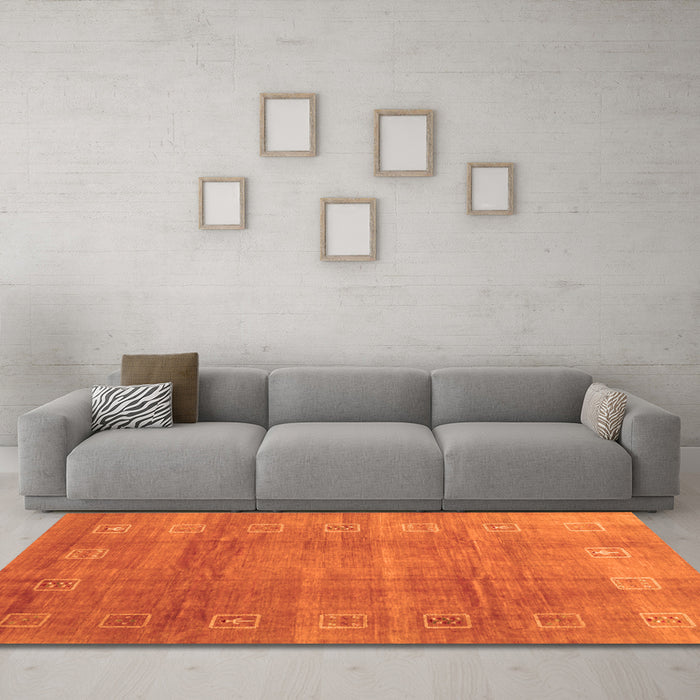Machine Washable Abstract Orange Contemporary Area Rugs in a Living Room, wshcon2034org