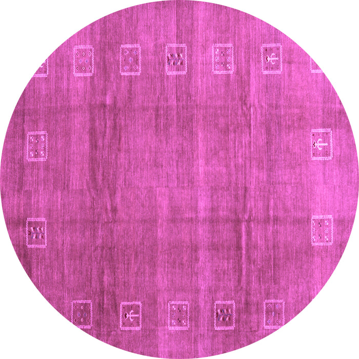 Round Abstract Purple Contemporary Rug, con2034pur