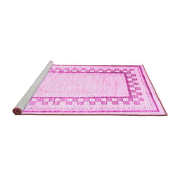 Sideview of Machine Washable Solid Pink Modern Rug, wshcon2035pnk