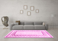 Machine Washable Solid Pink Modern Rug, wshcon2035pnk