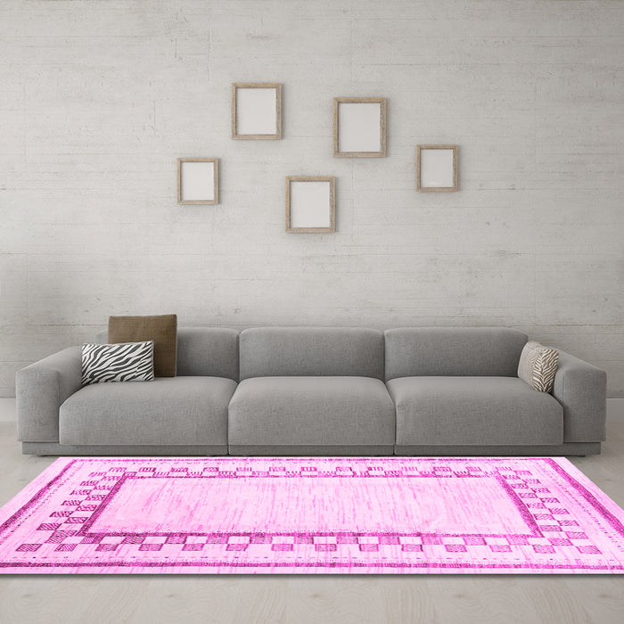 Machine Washable Solid Pink Modern Rug in a Living Room, wshcon2035pnk