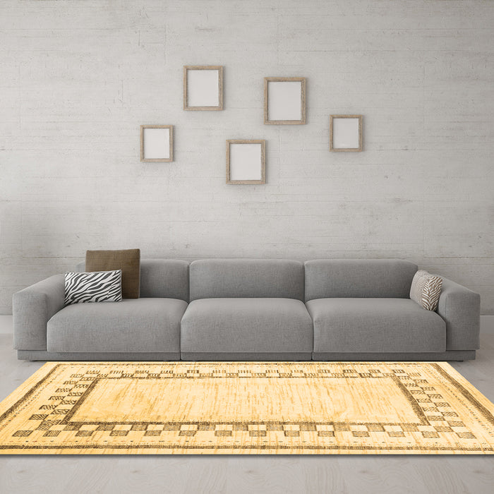 Machine Washable Solid Brown Modern Rug in a Living Room,, wshcon2035brn