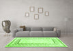 Machine Washable Solid Green Modern Area Rugs in a Living Room,, wshcon2035grn