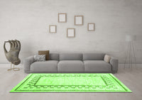 Machine Washable Solid Green Modern Rug, wshcon2035grn