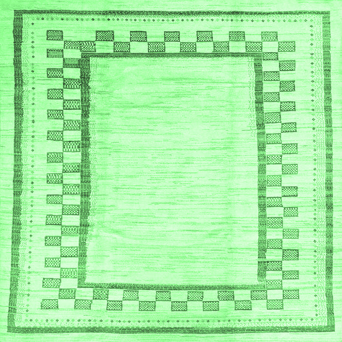 Square Machine Washable Solid Emerald Green Modern Area Rugs, wshcon2035emgrn